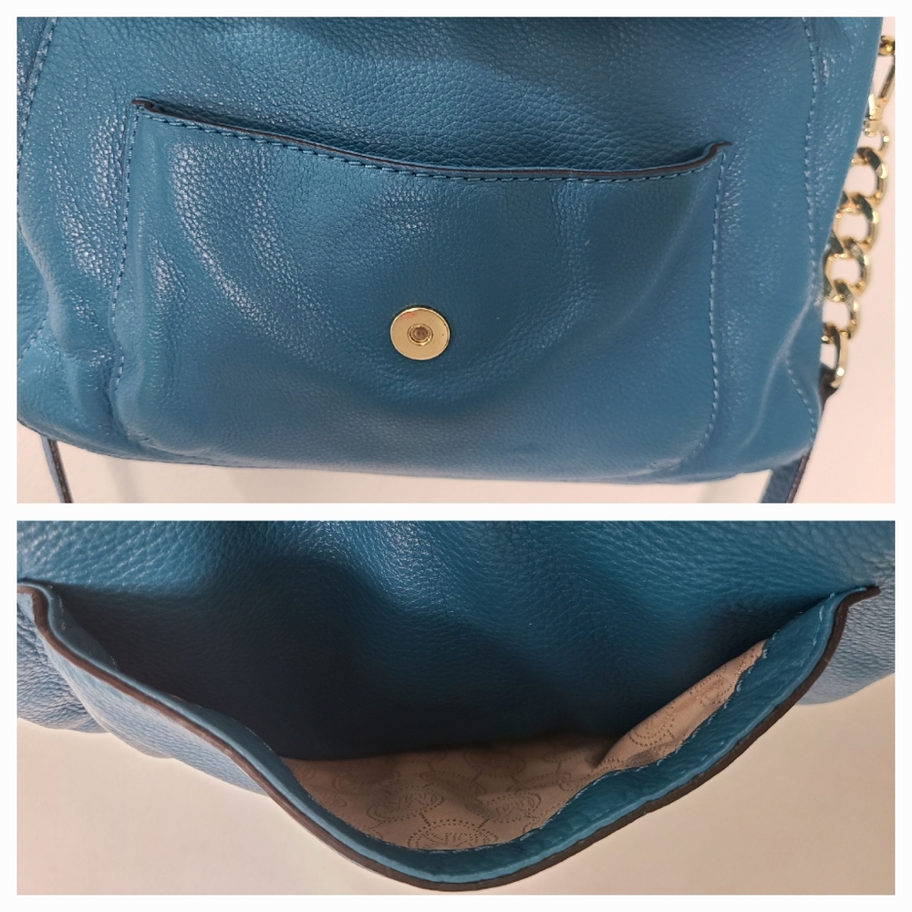 Michael Kors Large Fulton TZ Pebbled Leather Satchel in Deep Turqouise - Picture 6 of 16